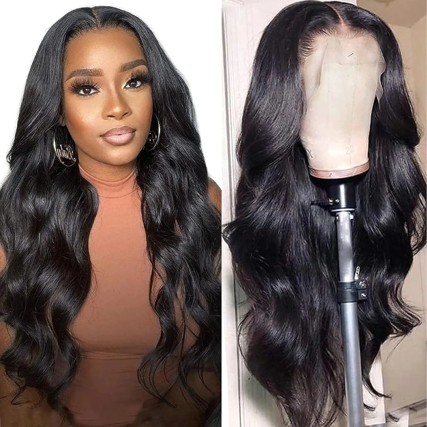 13x4 Body Wave Lace Front Wigs Human Hair for Women 180% Density HD Lace Front Wigs Human Hair Pre Plucked with Baby Hair Brazilian Virgin Glueless Human Hair Wigs (22 Inch)