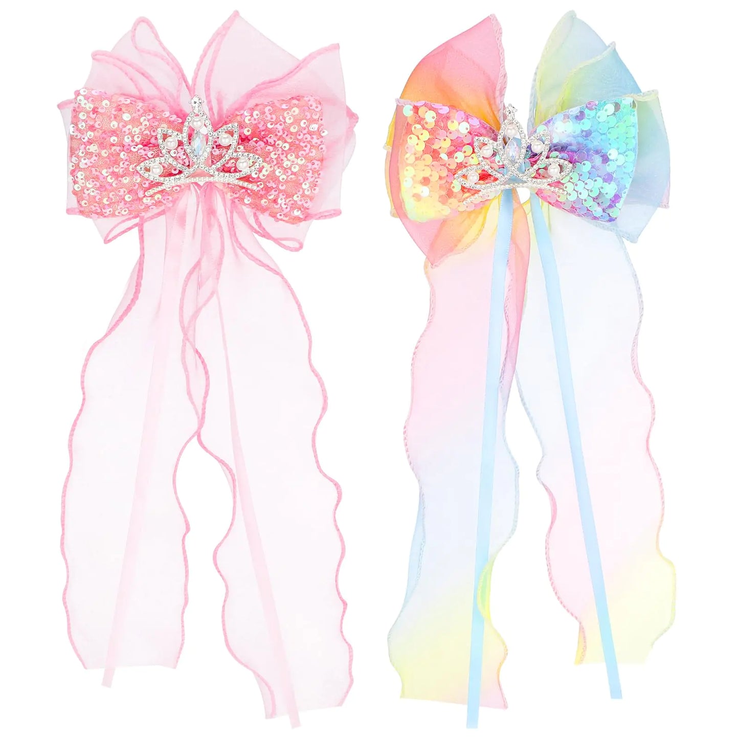2 Piece Hair Bows for Girls: Princess Hair Bows