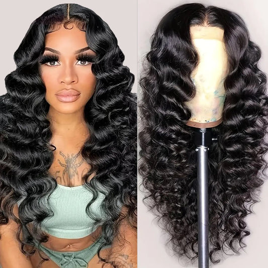 Deep Wave Lace Front Wigs Human Hair 200 Density Glueless 13x4 HD Transparent Lace Front Pre Plucked with Baby Hair 30 Inch