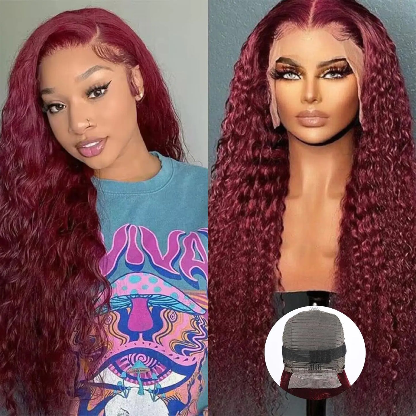 Burgundy Lace Front Wigs Human Hair 99J 13x4 HD Deep Wave Lace Front Wigs Human Hair Pre Plucked Colored Wine Red Wig Glueless With Baby Hair Wigs For Women