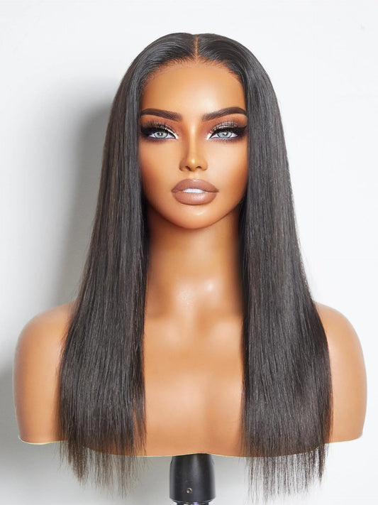 LUVME 5x5 HD Lace Closure Wigs Human Hair Glueless Straight HD Lace Front Wigs Human Hair Pre Plucked Pre Cut 16 Inch 200% Density Ready to Go Human Hair Wigs