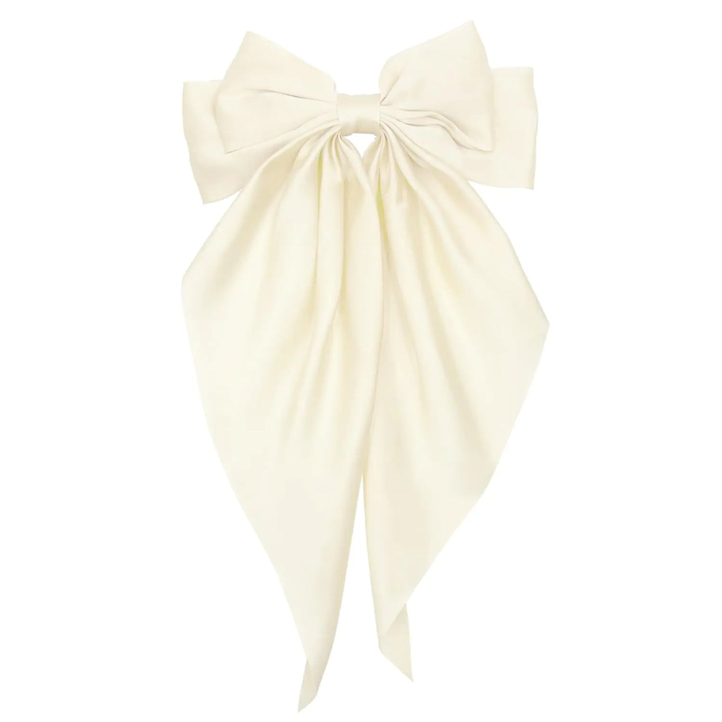 Large Hair Bows Clips for Women Beige Silky Satin Hair Bow Hair Clips Long Tail Vintage French Hair Ribbon Hair Barrettes for Girls