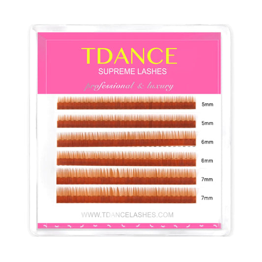 TDANCE Light Brown Bottom Lash Extension 0.03/0.05/0.07mm Thickness Bottom Lashes B Curl 5-7mm Mixed Bottom Eyelashes (Light Brown0.03-B5-7 mm)