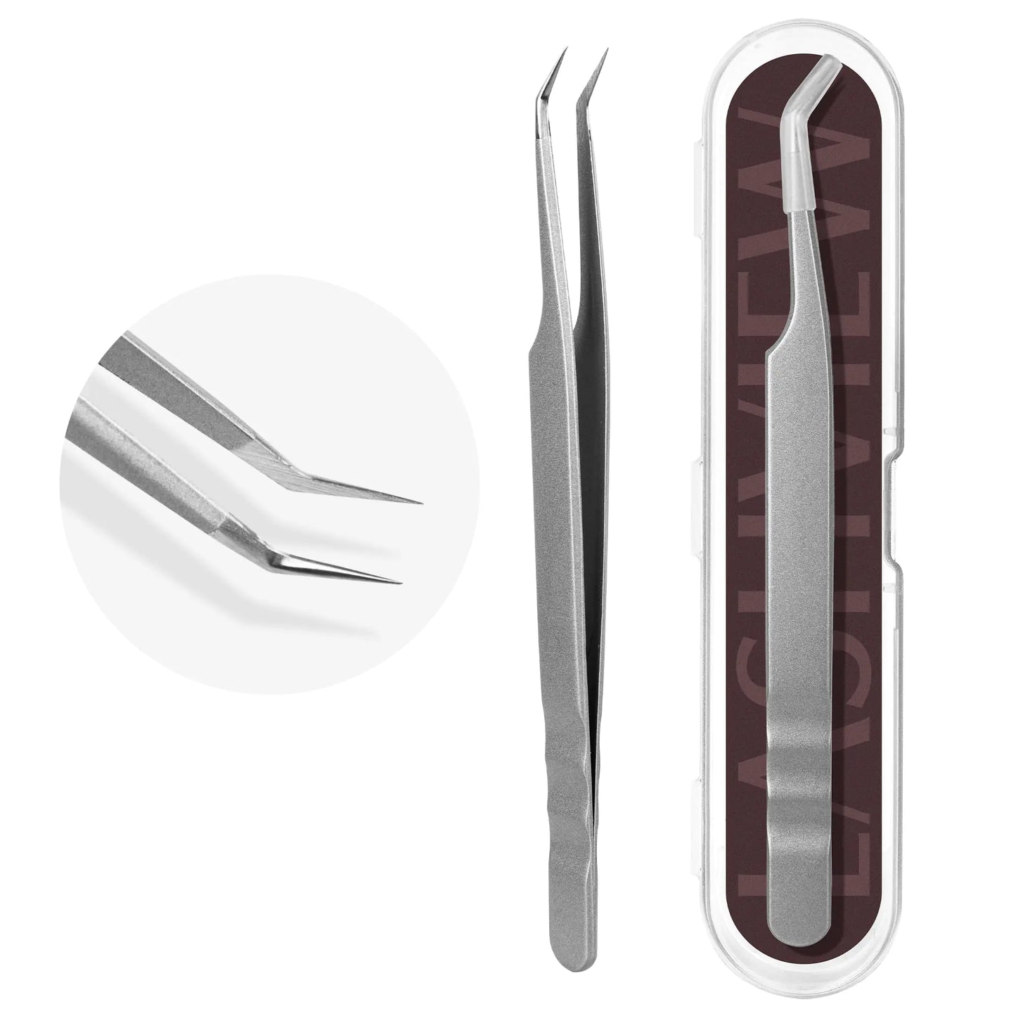 Lash Tweezers for Eyelash Extensions Non-slip Matte Coating High Precision Fiber Tip