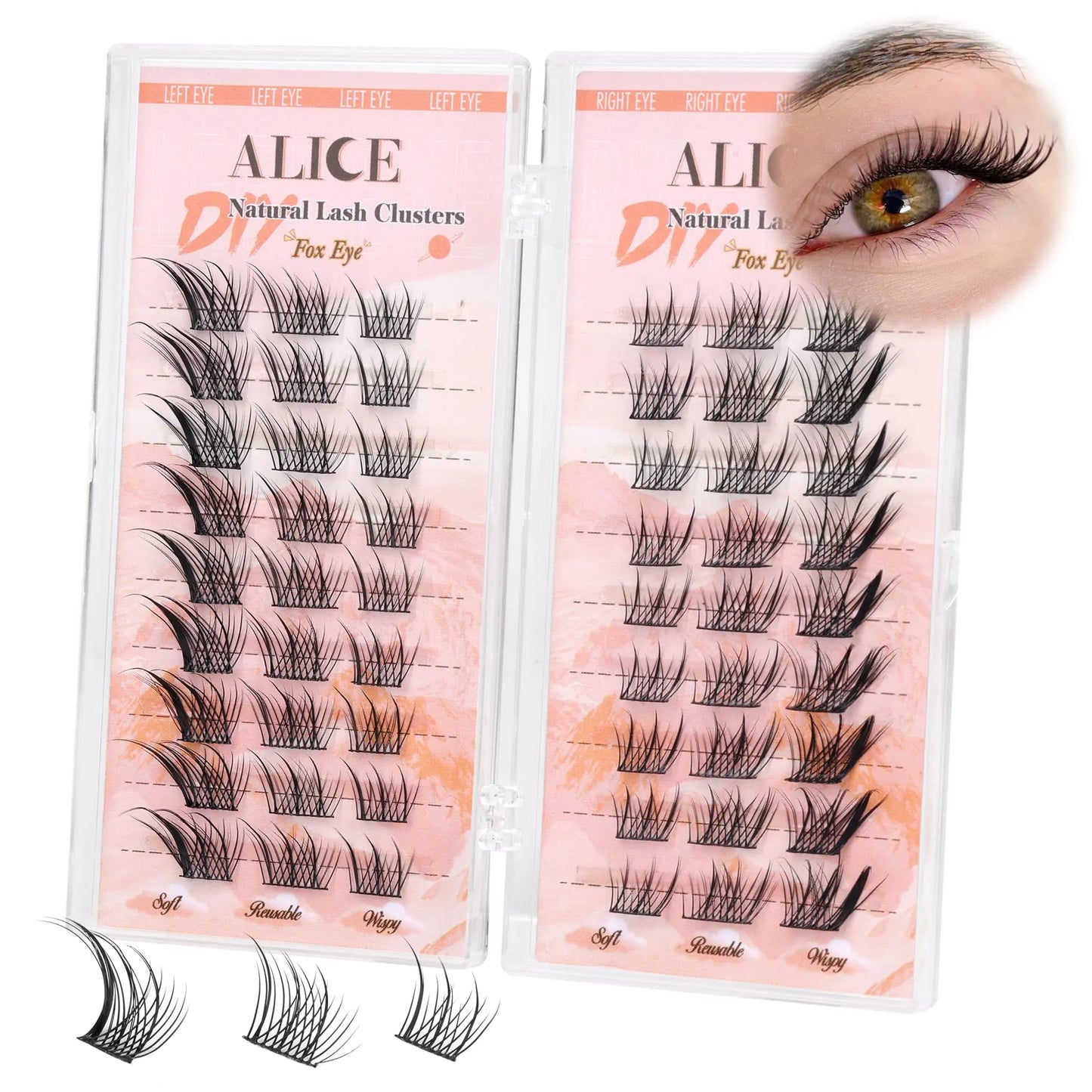 ALICE Natural Lash Clusters Cat Eye C Curl Fox Eye