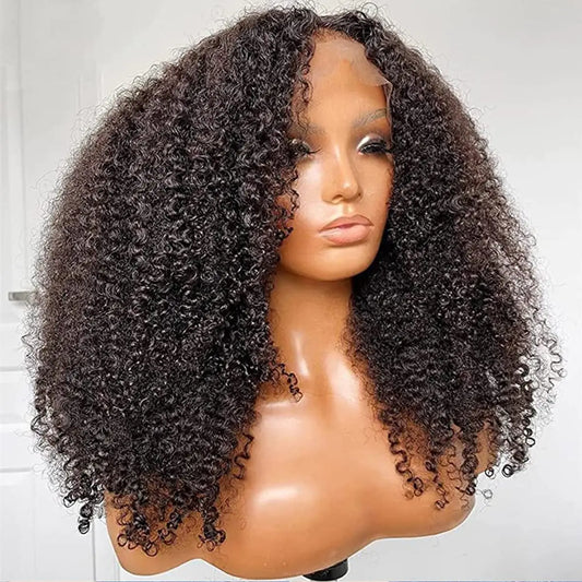Kinky Curly Wig Human Hair 13x4 Lace Front Wigs 180 Density Glueless Wigs Human Hair Pre Plucked Brazilian Kinky Straight Wig Lace Frontal Wigs for Black Women Virgin Human Hair Wig(18 Inch)
