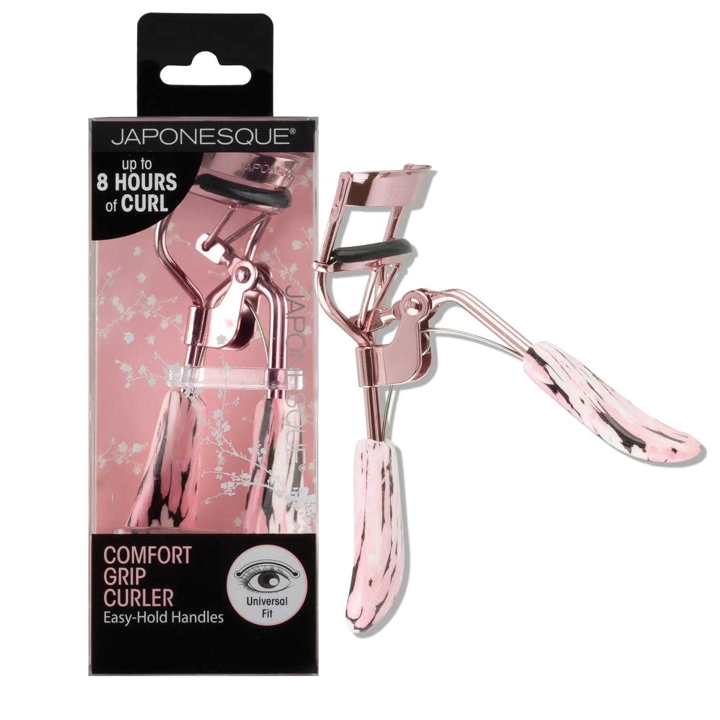 Comfort Grip Lash Curler for Natural & False Lashes Round Shaped Eyes Includes 1 Refill Pad Holds Curl up to 8 Hours