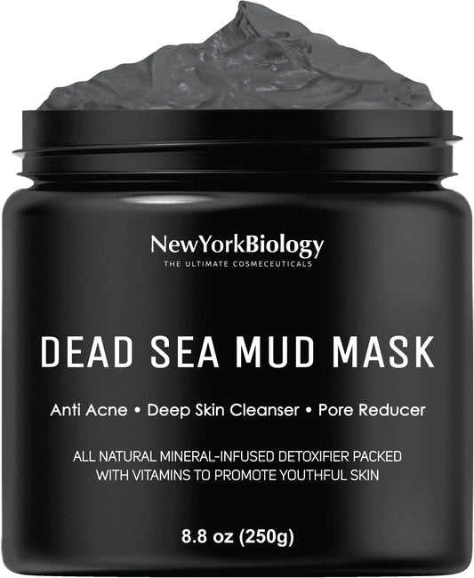 New York Biology Dead Sea Mud Mask for Face and Body - Spa Quality Pore Reducer: Skincare for Women Men - Tightens Skin. Healthier Complexion - 8.8 oz